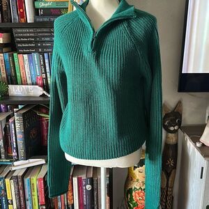 Love for humanity Size medium teal half zip sweater